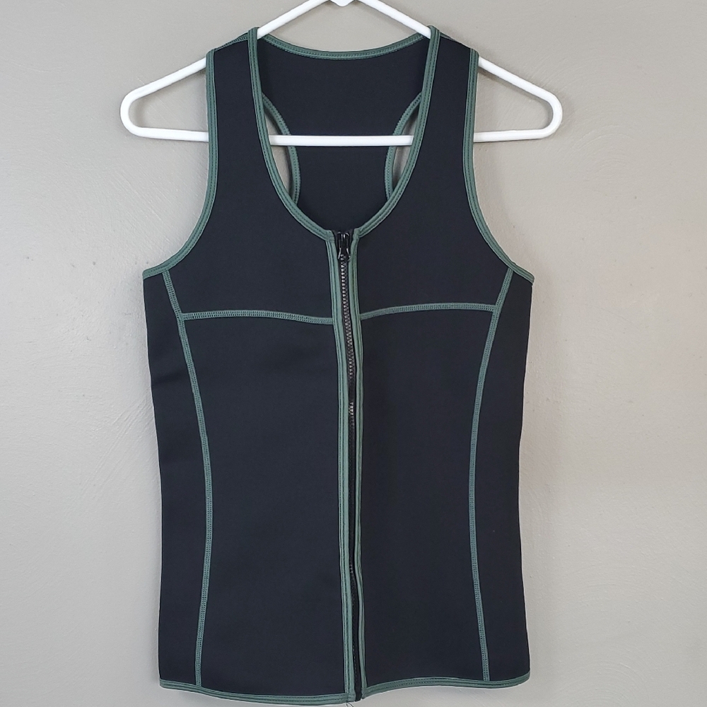 Crane Womens Sauna Vest. Black With Green Trim. Size Large